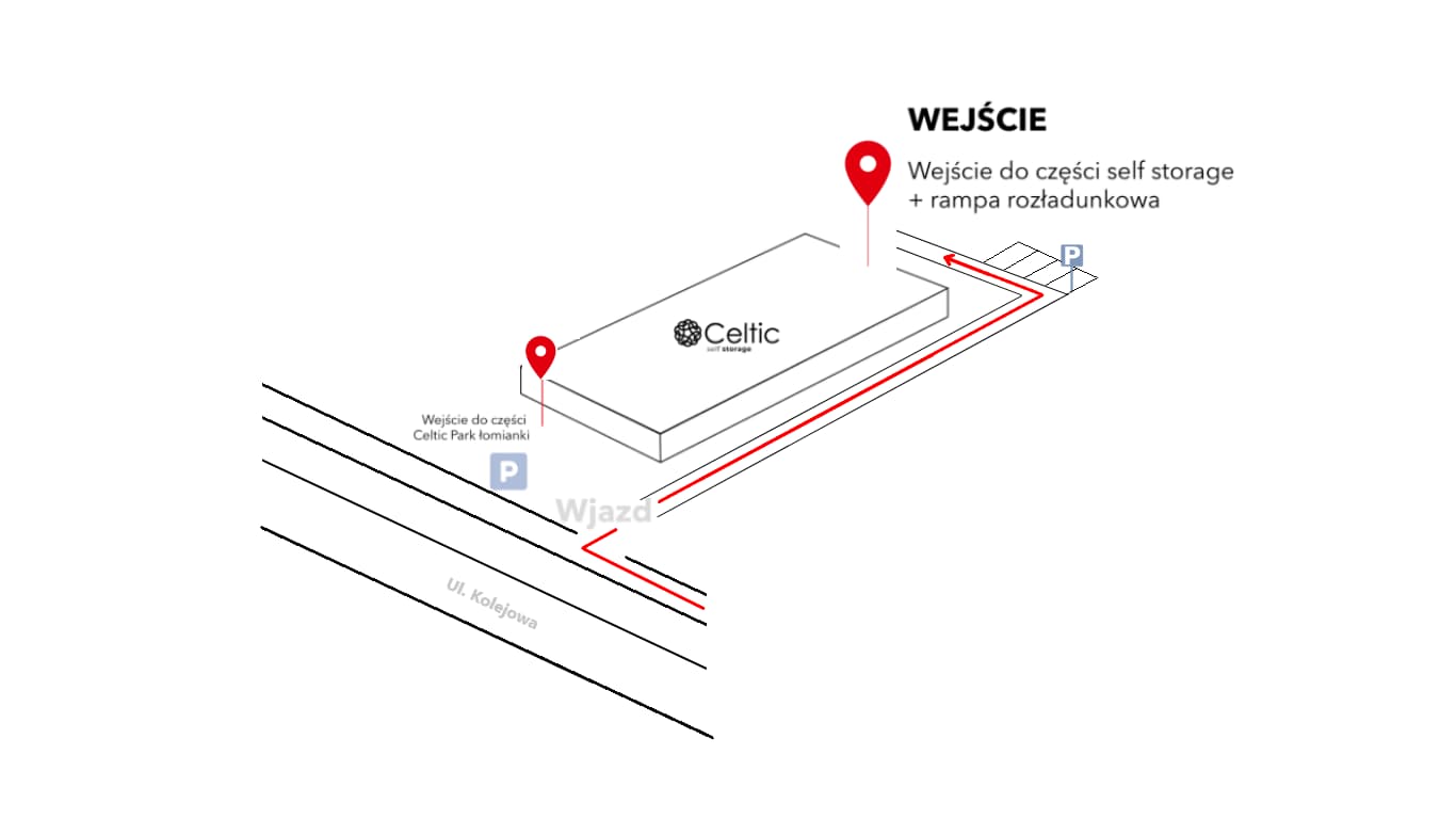 Mapa dojazdu do Celtic Self Storage Łomianki